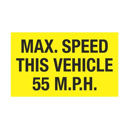 Max. Speed This Vehicle 55 MPH Decal