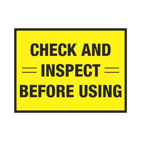 Check and Inspect Before Using Decal