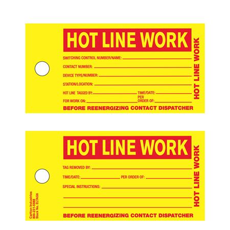 Hot Line Work-Before Energize Contact Dispatch 3 1/8 x 6 1/4