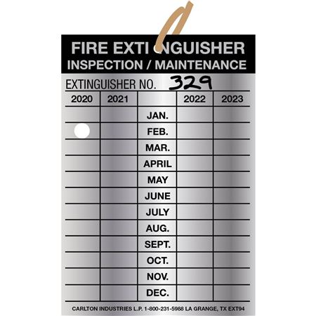 Fire Extinguisher Tags Indentable Aluminum 20 Mil.