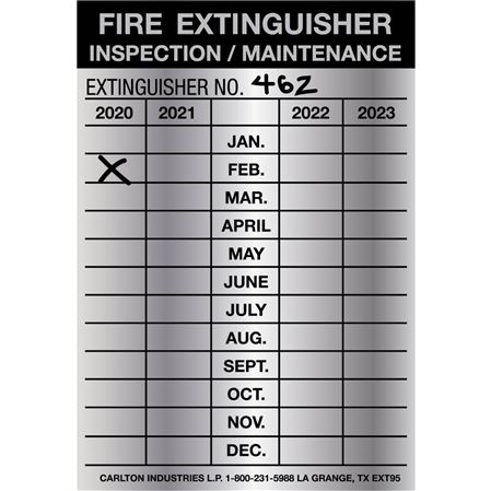 Fire Extinguisher Tags Indentable Aluminum 5 Mil.