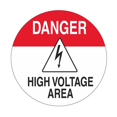 Anti-Slip Floor Decals - Danger High Voltage Area - 18" Dia.