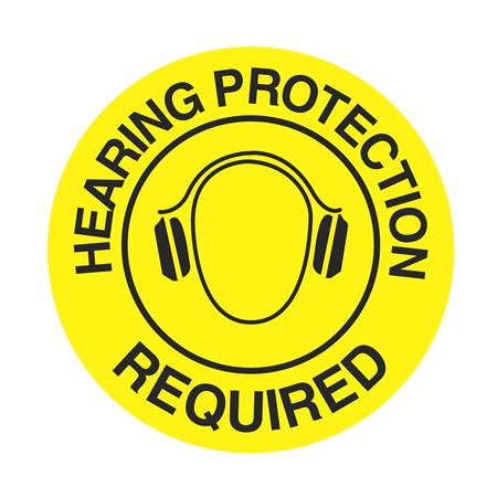 Anti-Slip Floor Decals - Hearing Protection Req. - 18" Dia.