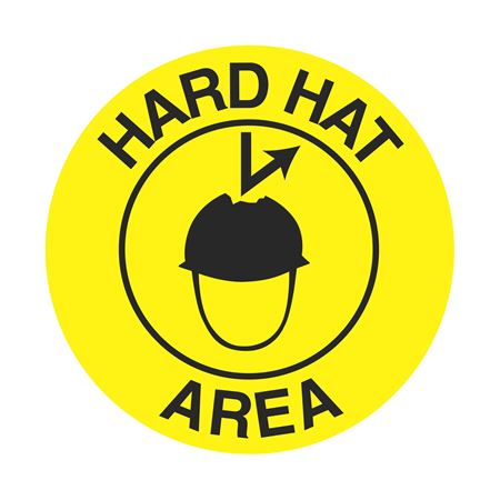 Anti-Slip Floor Decals - Hard Hat Area - 18" Dia.