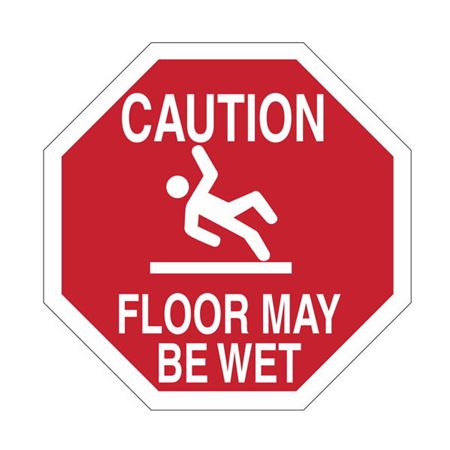 Floor Decals - Caution Floor May Be Wet - 18" Diameter