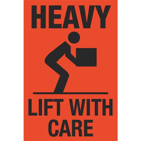 Heavy Lift With Care - Fluorescent Shipping Label