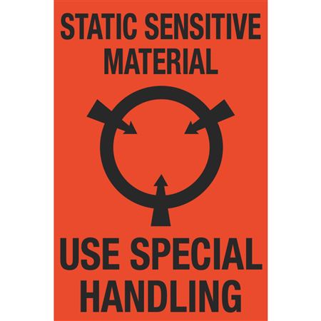 Static Sensitive Material  Special Handling w/Graphic 4 x 6