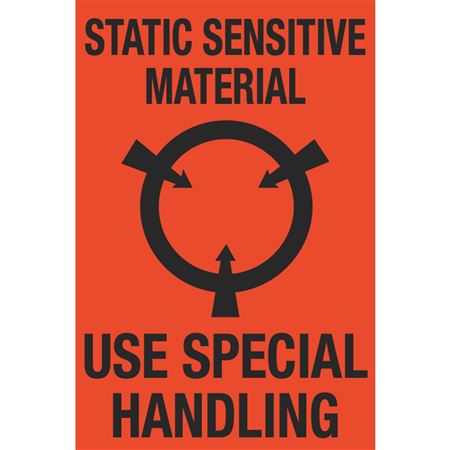 Static Sensitive Material - Fluorescent Shipping Label