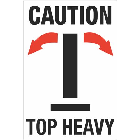 Caution Top Heavy - Fluorescent Shipping Label