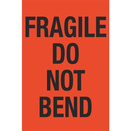 Fragile Do Not Bend - Fluorescent Shipping Label