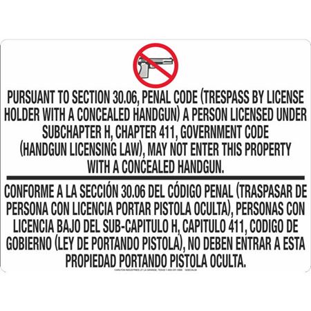 30.06 No Concealed Carry - White Opaque Decal 18" x 24"