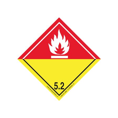 GHS Class 5.2 Red/Yellow White Flame Label 2"