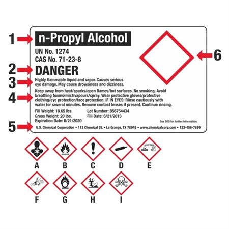 Custom GHS Shipping Label 1 Pictogram - 10 x 6