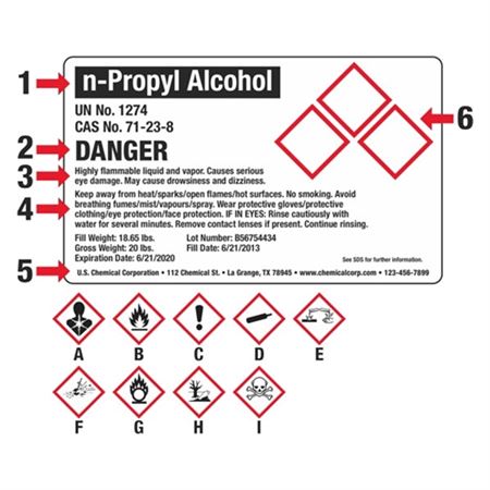 Custom GHS Shipping Label 3 Pictograms - 10 x 6