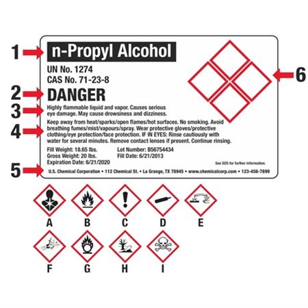 Custom GHS Shipping Label 4 Pictograms - 10 x 6