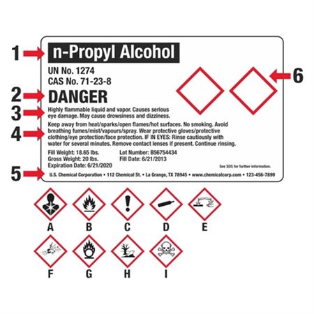 Custom GHS Shipping Label 2 Pictograms - 8 x 6