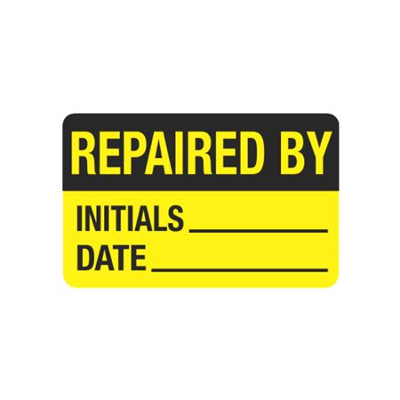 Hot Labels - Repaired By Initials/Date - 1 1/2 x 2 3/8
