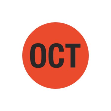 Printed Stock Hot Labels - Oct. - Orange - 1 1/2 dia.