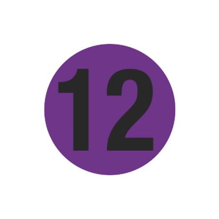 Printed Stock Hot Labels - #12 - Purple - 1 1/2 dia.