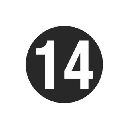 Number Printed Stock Hot Labels - #14 - Black