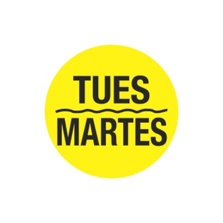 Daily Printed Stock Hot Labels - Tues/Martes - Yellow