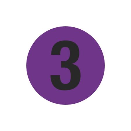 Number Printed Stock Hot Labels - #3 - Purple