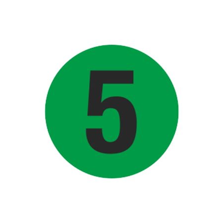 Number Printed Stock Hot Labels - #5 - Green