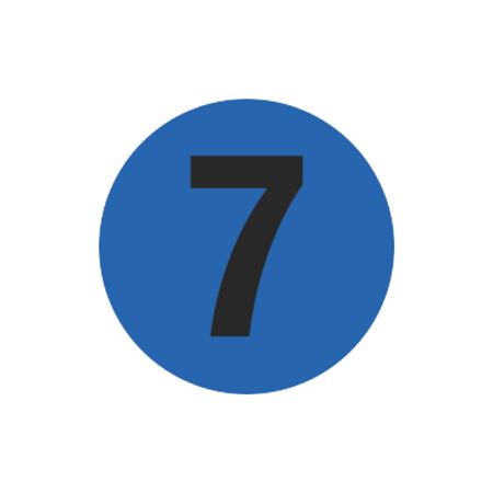 Number Printed Stock Hot Labels - #7 - Blue