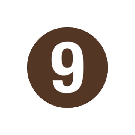 Number Printed Stock Hot Labels - #9 - Brown