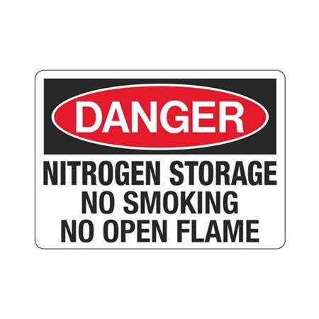 Danger Nitrogen Storage No Smoking No Open Flame Sign