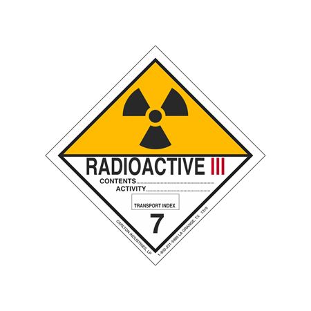 Radioactive III Shipping Label