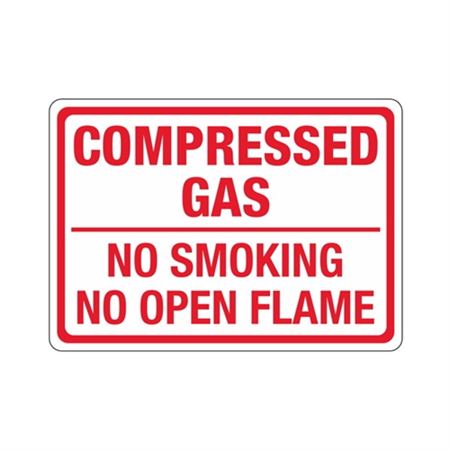 Compressed Gas No Smoking No Open Flame Sign