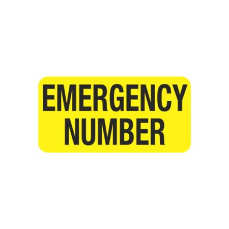 Pre-Printed Hot Strips - Emergency Number - 1 x 2