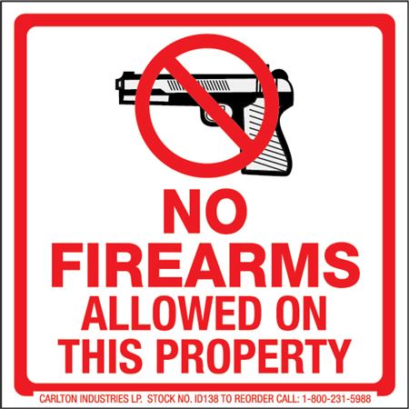 Safety Decals - No Firearms Allowed On Property 4 x 4