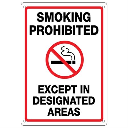 Smoking Prohibited Except in Designated Areas Sign