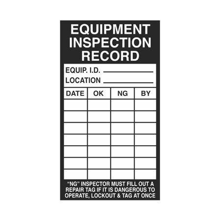 Equipment Inspection Record - 2 1/2 x 4 1/2