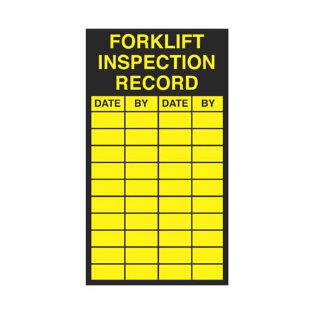 Forklift Inspection Record - Decal