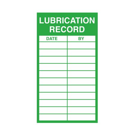 Lubrication Record - 2 1/2 x 4 1/2