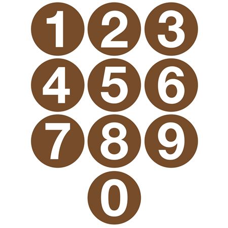 Jumbo Number Printed Labels - 4" Brown