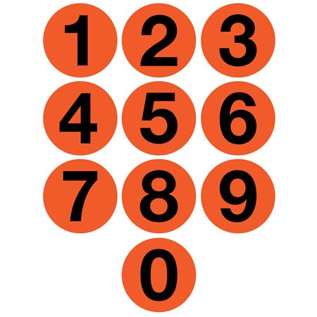 Jumbo Number Printed Labels - 4" Orange