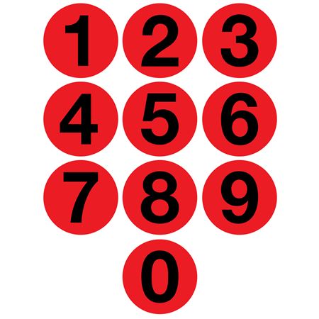 Jumbo Number Printed Labels - 4" Red