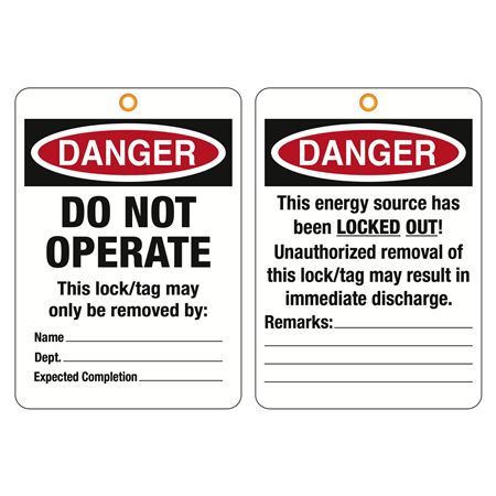 Jumbo Safety Tags Do Not Operate This Lock/Tag 7 3/4 x 11