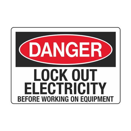 Lock Out Electricity Before Working On Equipment - Decal