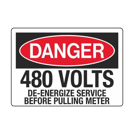 480 Volts De-Energize Service Before Pulling Meter 3 1/2 x 5