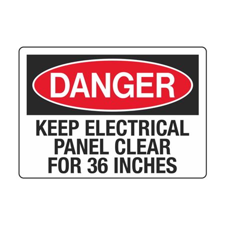 Danger Keep Electrical Panel Clear For 36" - 3 1/2 x 5