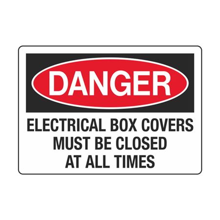 Electrical Box Covers Must Be Closed All Times - Decal