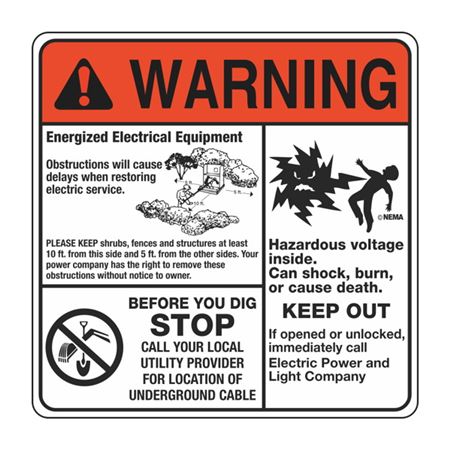 Electrical Decals - Warning (Mr. Ouch)  6 x 6