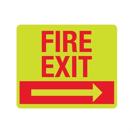 Luminescent Fire Exit (Right Arrow) 10x12 Sign