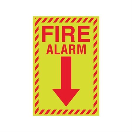 Luminescent Fire Alarm Graphic Down Arrow Sign 8 x 12