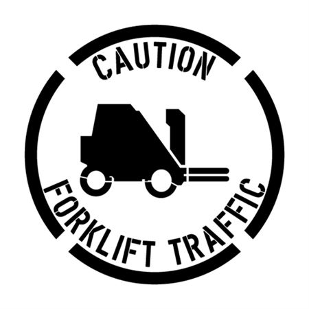 Caution Forklift Traffic Stencil - 2' x 2'